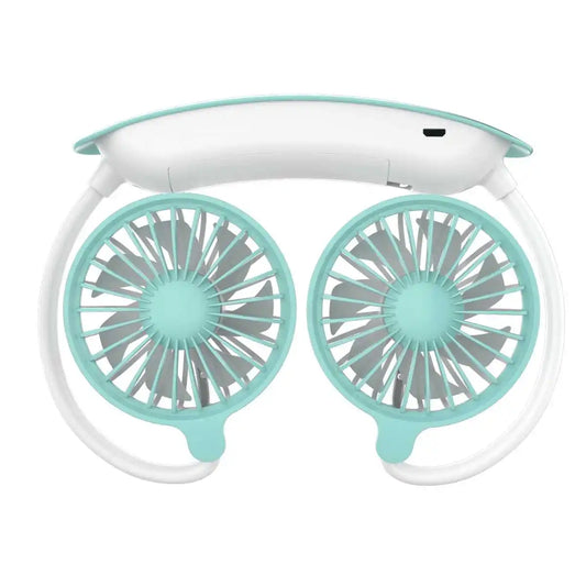 Ventilateur portable double rechargeable USB — 3 vitesses, pliable, idéal extérieur